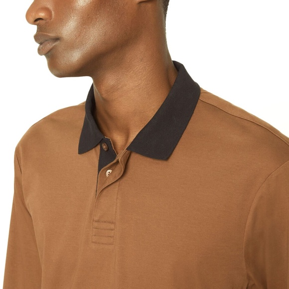 Refined Long Sleeve Polo - New With Tags - NEVER WORN - Medium Brown - Picture 3 of 4